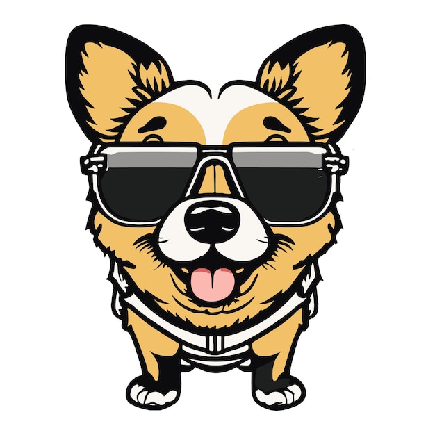 Kawaii leuke gelukkige hond met een zonnebril