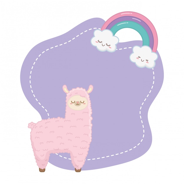 Kawaii of llama cartoon