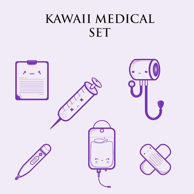 Vector kawaii medical set