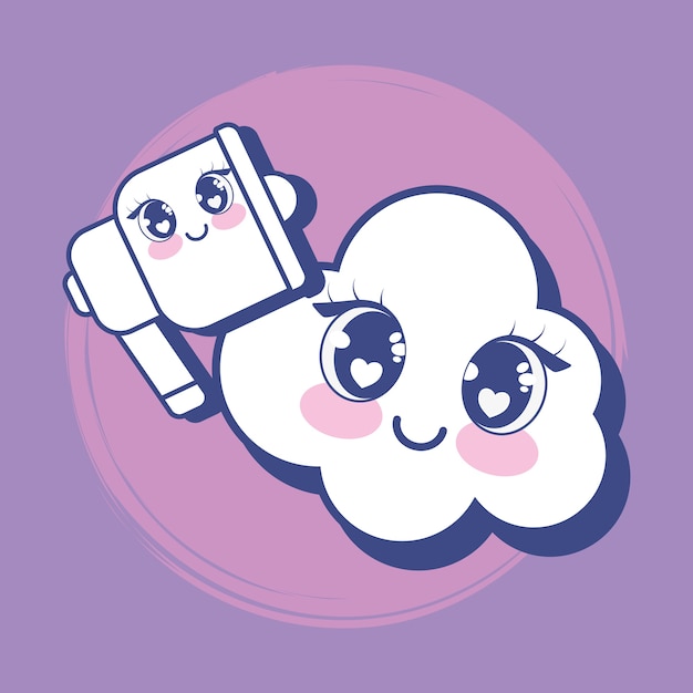 kawaii megaphone and cloud