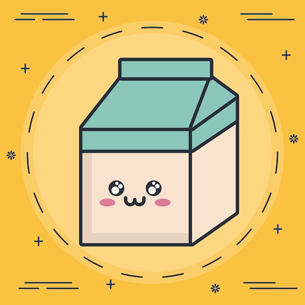 kawaii melk vak pictogram