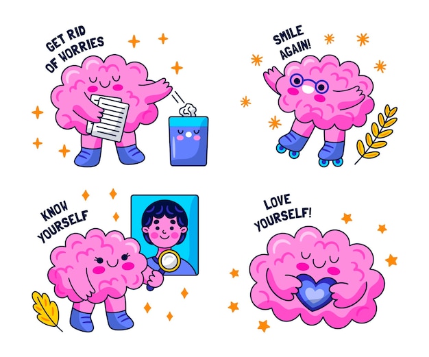 Kawaii mental health stickers