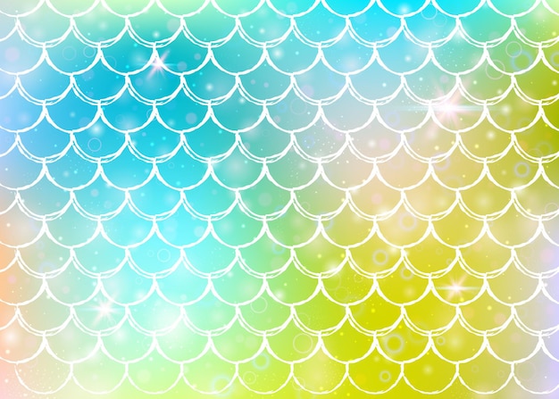 Kawaii mermaid background with princess rainbow scales pattern