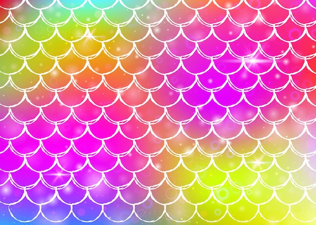 Kawaii mermaid background with princess rainbow scales pattern