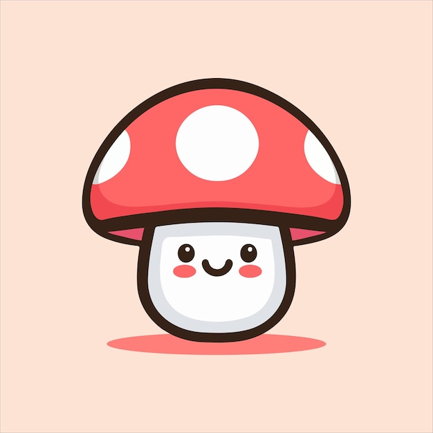 Vector kawaii mushroom logo icon flat style vector illustration