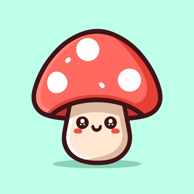 Vector kawaii mushroom logo icon flat style vector illustration