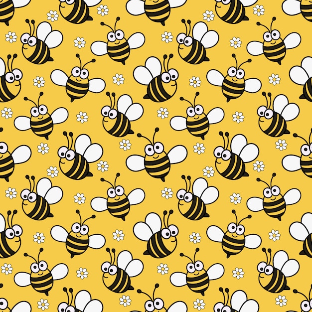 Kawaii naadloze patroon schattige baby bee cartoon