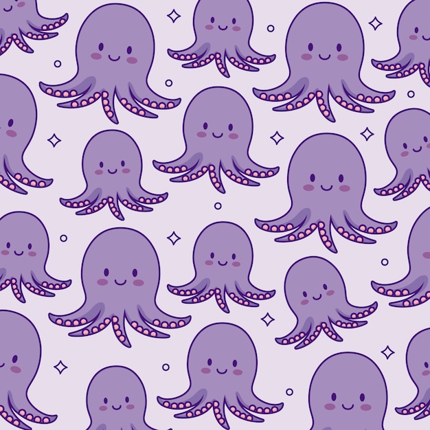 Vector kawaii octopus background