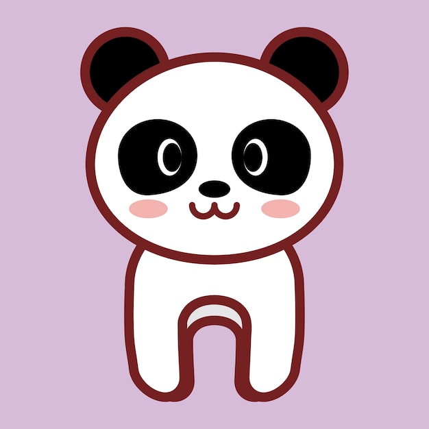 Kawaii panda pictogram op paarse achtergrond