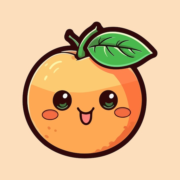 Vector kawaii peach drawing cute fruit character design