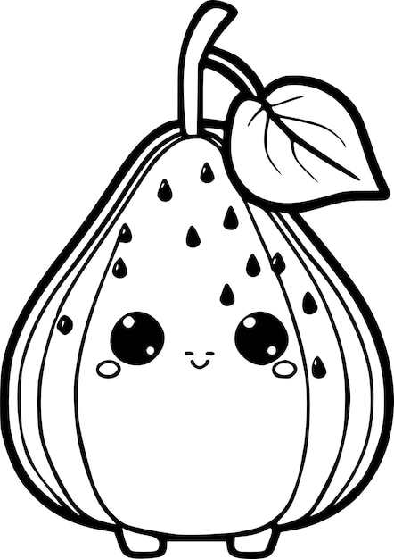 Kawaii Pear Art Illustration