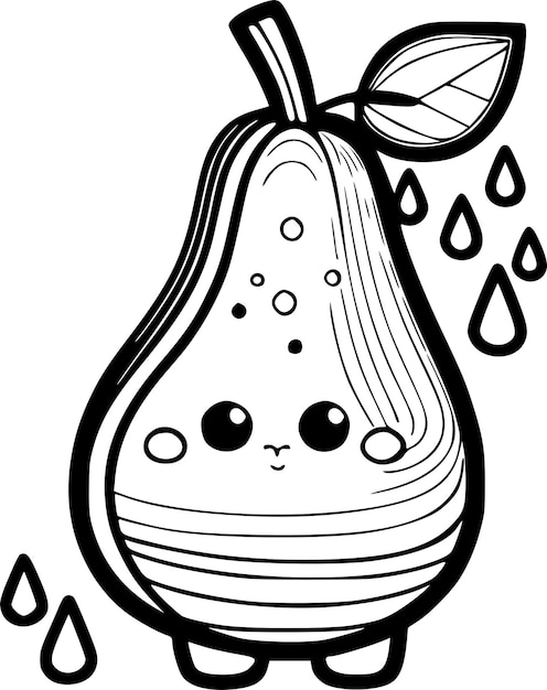 Kawaii Pear Art Illustration