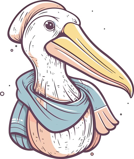 Vector kawaii pelican play kleurrijk t-shirtontwerp