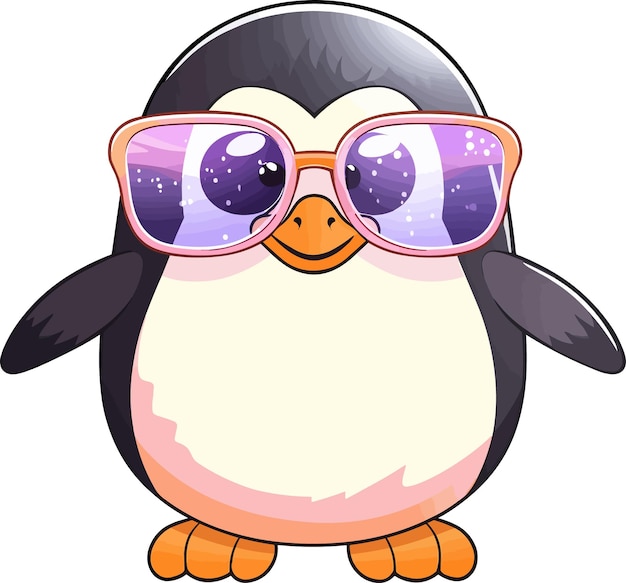 Pinguino kawaii indossa un adesivo per occhiali da sole