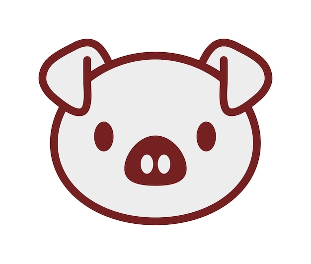 kawaii pig icon over white background