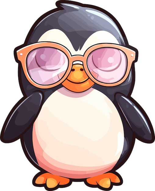 Kawaii pinguïn draagt zonnebrilsticker