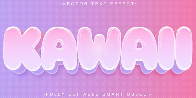 Kawaii Pink Kids Girl Cute Manga Anime Volledig bewerkbaar Smart Object Text Effect