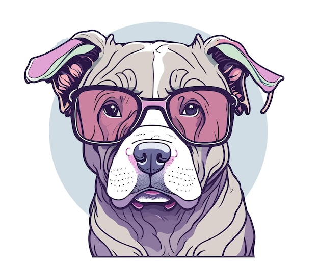 Vector kawaii pit bull wearing sunglasses vector image