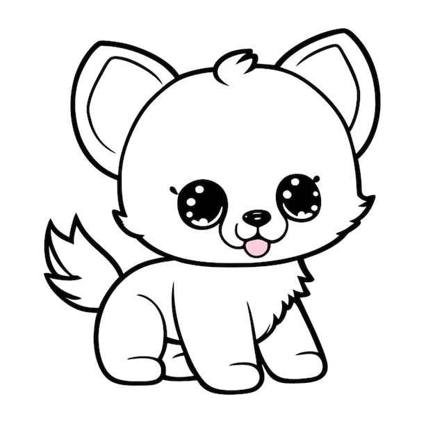 kawaii puppy vector illustration line art