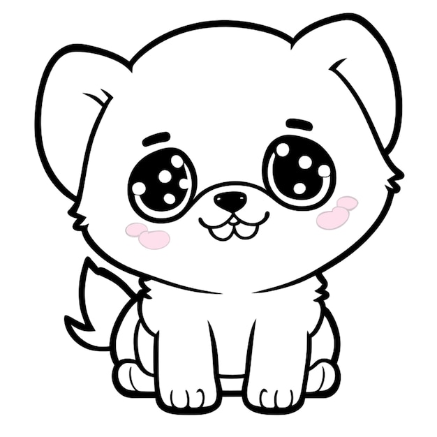 kawaii puppy vector illustration line art