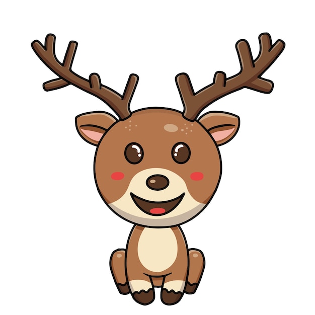 kawaii reindeer Christmas colorful ornaments icon Winter event Christmas winter or New Year dood