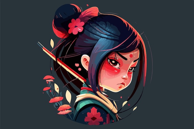 Kawaii samurai vector kunst voor t-shirt