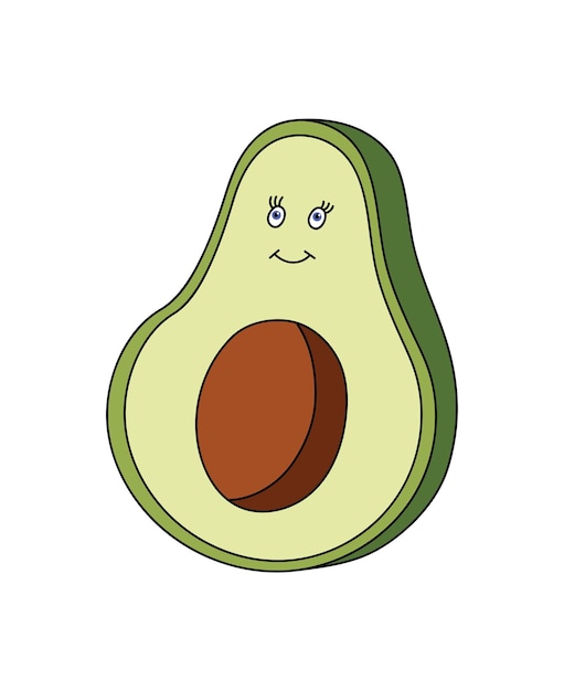 kawaii schattige avocado met een glimlach