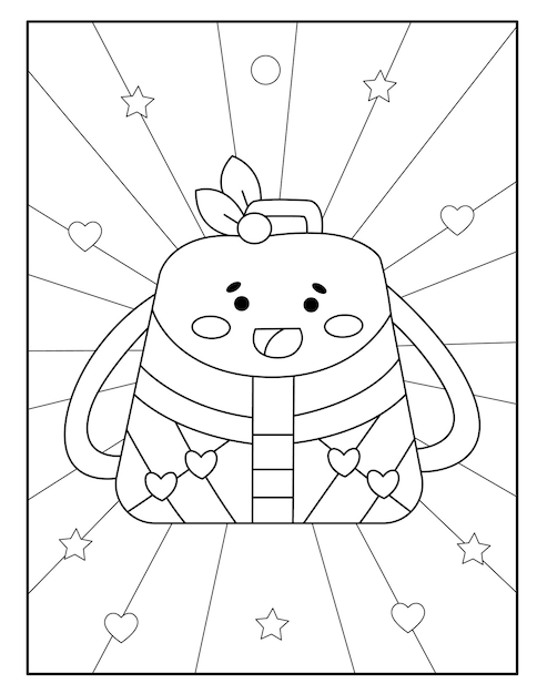 Kawaii school bag coloring page