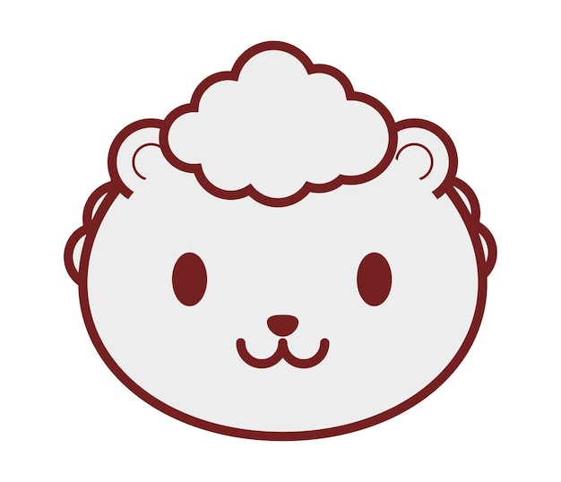 kawaii sheep icon over white background