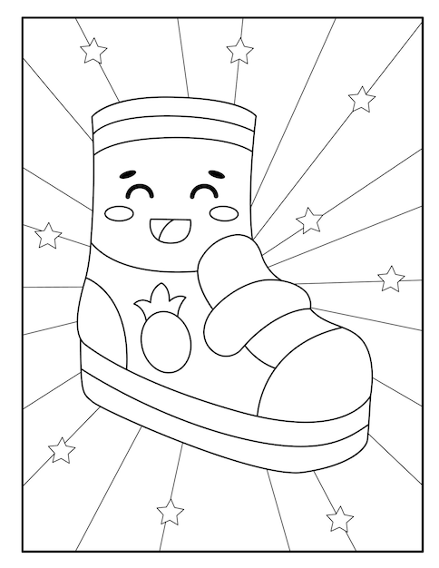 kawaii shoes coloring page