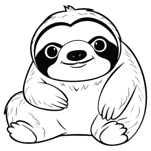 Kawaii Sloth Coloring Page