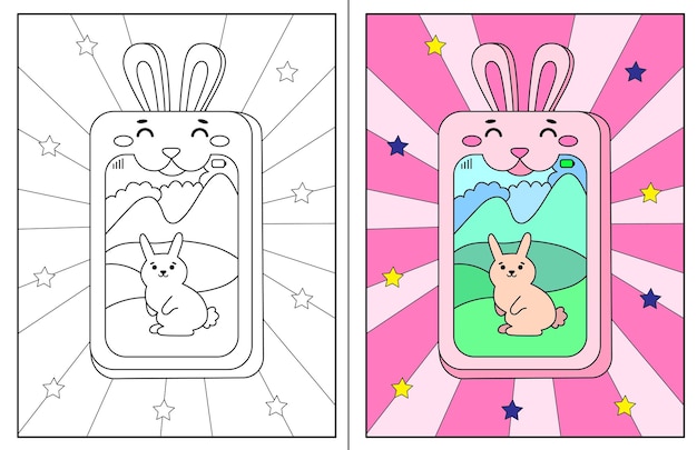 Kawaii smartphone coloring pages