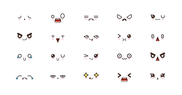 Kawaii smile emoticons. Japanese emoji