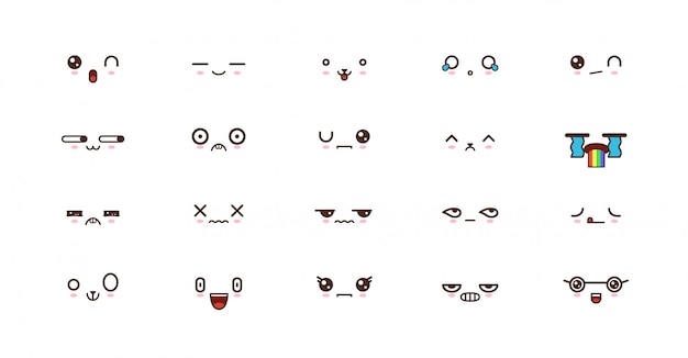 Vector kawaii smile emoticons. japanese emoji