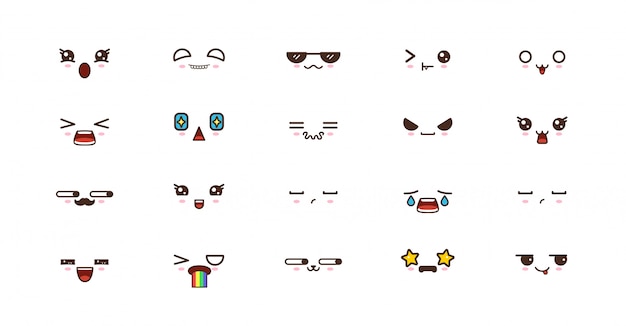 Emoticon di sorriso kawaii. emoji giapponese