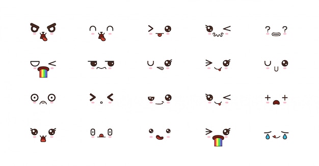 Kawaii smile emoticons. Japanse emoji