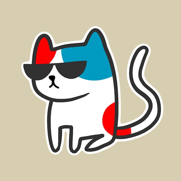 Kawaii Stickers cat Набор милых эмоций на белом фонеИзолированные объекты Ручной рисунок