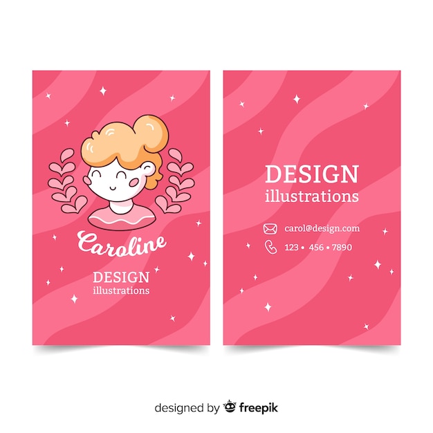 Kawaii style business card template