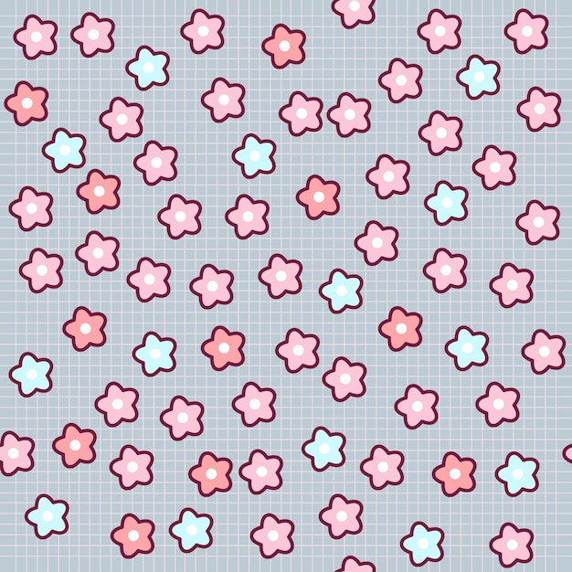 Reticolo di fiore senza giunte di doodle di stile kawaii