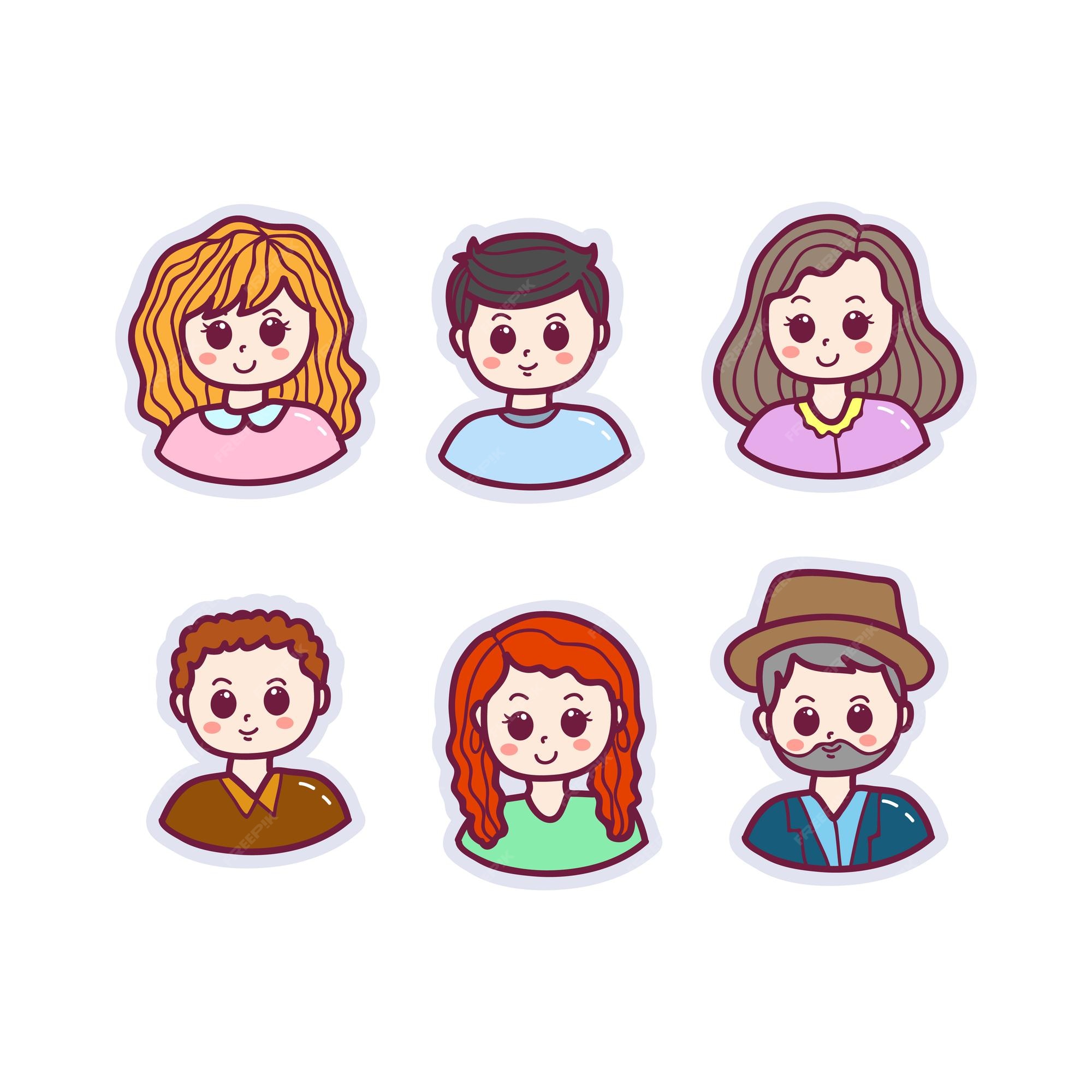 People Together To Kawaii Avatar Icon Stock Illustration