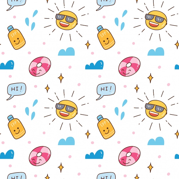 Kawaii summer seamless background