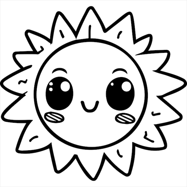 Kawaii sun coloring page