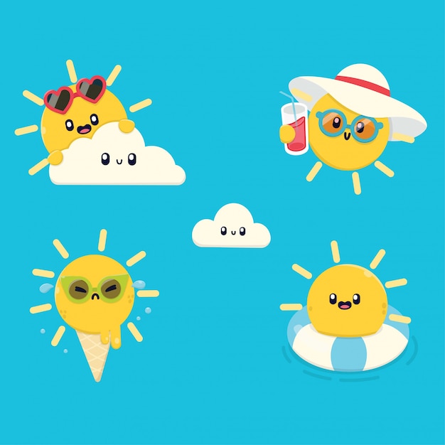 ベクトル かわいい太陽風夏キャラクターコレクション