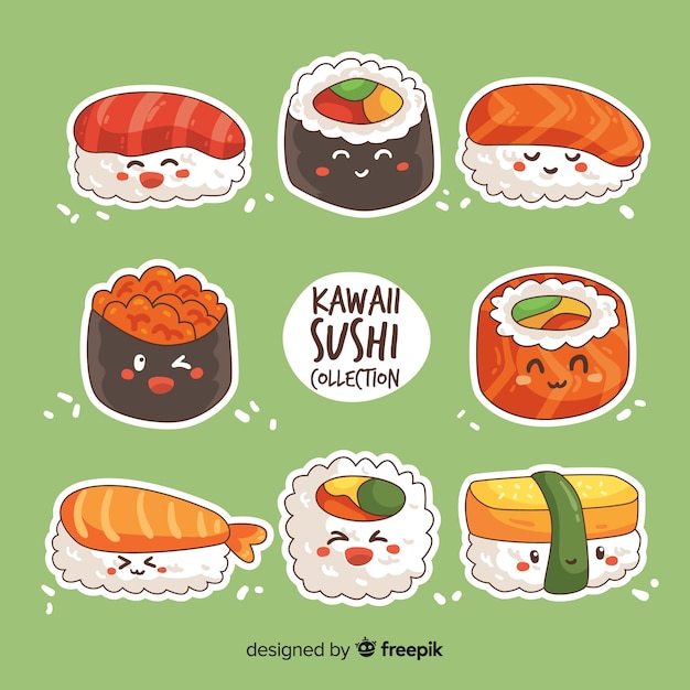 Vector kawaii sushi collectio