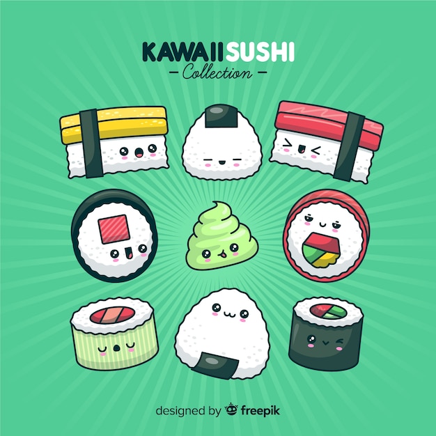 Vector kawaii sushi collectio