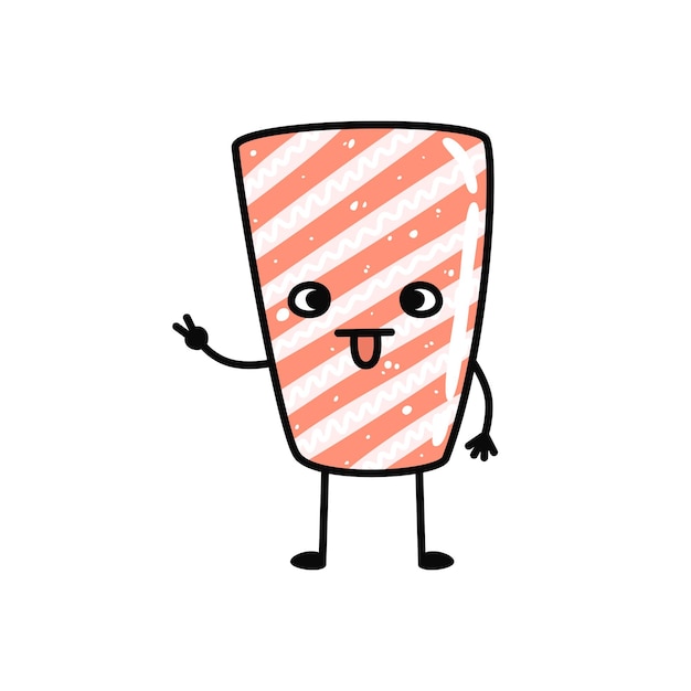 Kawaii sushi mascot in cartoon style Cute sashimi with salmon for menu