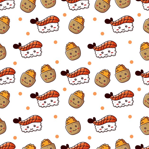 Kawaii Sushi Seamless Pattern Background