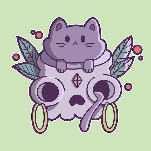 Vector kawaii temple cat