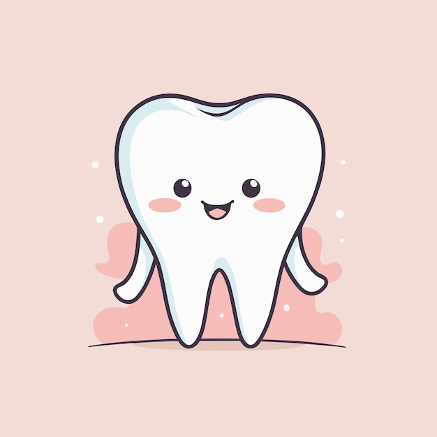 Vector kawaii tooth character cartoon illustration