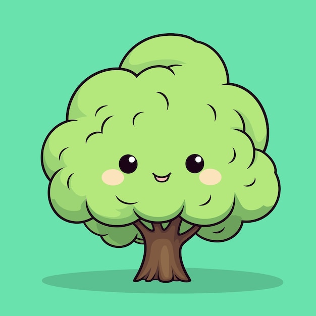 Premium Vector | Kawaii tree clipart